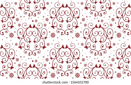 Seamless floral pattern background blooms, red leaf flower texture.
