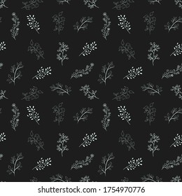 Fondo de patrón floral sin soldadura, hoja botánica, elemento decorativo dibujado a mano, fondos sin soldadura y papel de pared para tela, embalaje, Impresión decorativa, Textil, patrón repetitivo