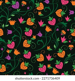 fondo de patrón floral sin fisuras, diseño de patrón colorido, vibrante y elegante para la impresión textil y de prendas de vestir,