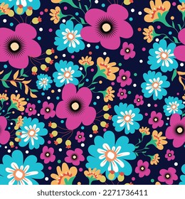 seamless floral pattern background, Colorful, vibrant stylish pattern design for textile and apparel printing,