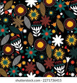 seamless floral pattern background, Colorful, vibrant stylish pattern design for textile and apparel printing,