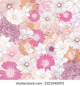 Seamless Floral Pattern Background. Cute pattern in small flower. Small colorful flowers. White background. Ditsy floral background. The elegant the template for fashion prints.