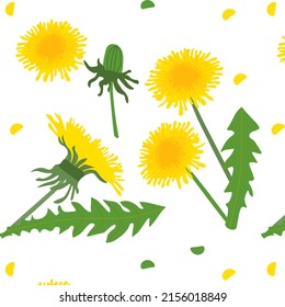 seamless floral pattern. Background with dandelions