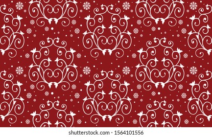 Seamless floral pattern background for design white flower and leaves.