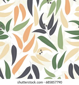 Seamless floral pattern. Background with eucalyptus leaves