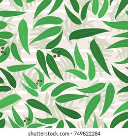 Seamless floral pattern. Background with eucalyptus leaves