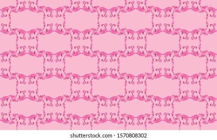 Seamless floral pattern background, flower leaves colors magenta and soft pink.