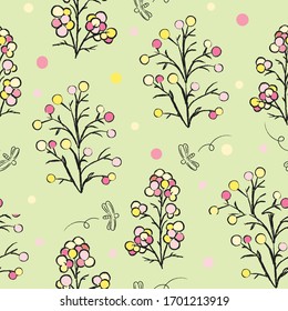 Seamless floral pattern background, Flower vector illustration, Hand drawn decorative element, Seamless backgrounds and wallpapers for fabric, packaging, Decorative print, Textile, repeating pattern