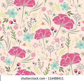 seamless floral pattern background with flowers and leafs flower