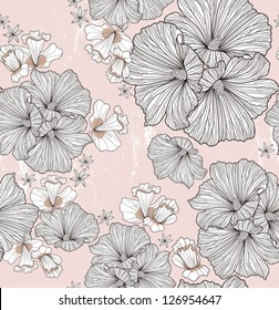 Seamless floral pattern. Background with flowers and leafs.