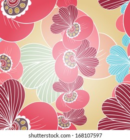 Seamless floral pattern. Background with flowers. Vector illustration. Doodle