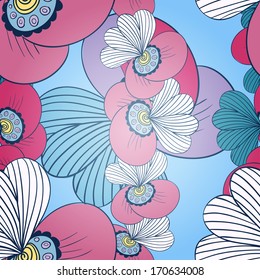 Seamless floral pattern. Background with flowers. Vector illustration. Doodle