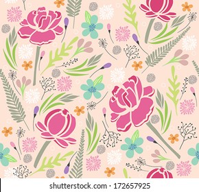 Seamless floral pattern. Background with flowers and leafs.