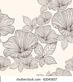 Seamless floral pattern. Background with flowers and leafs.