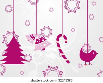 seamless floral pattern background with hanging christmas object