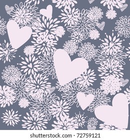 seamless floral pattern. background with heart