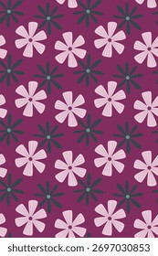 Seamless Floral Pattern Background. Minimalist Retro Flower Design in Soft Pastel Colors.