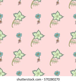 Seamless floral pattern in the background mint background