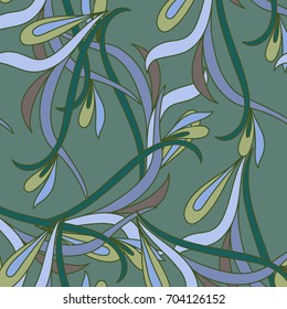 Seamless floral pattern in the background mint background