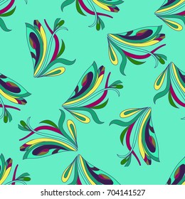Seamless floral pattern in the background mint background