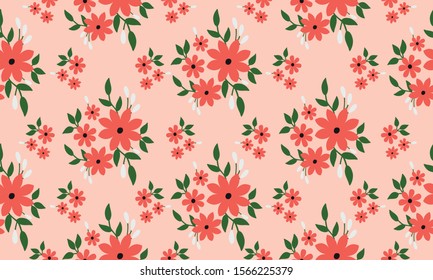 Seamless floral pattern background, with peach flower.
