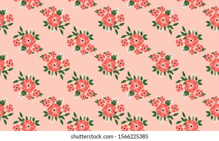 Seamless floral pattern background, with peach flower.