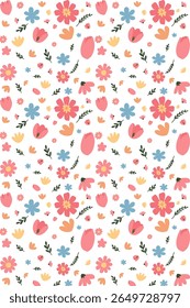 Fondo de patrón floral sin fisuras con flores rosadas