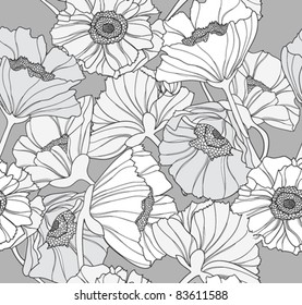 Seamless floral pattern. Background with poppy flowers.