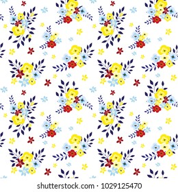 Seamless floral pattern. Background in small flowers for textiles, fabrics, cotton fabric, covers, wallpaper, print, gift wrapping, postcard, scrapbooking.