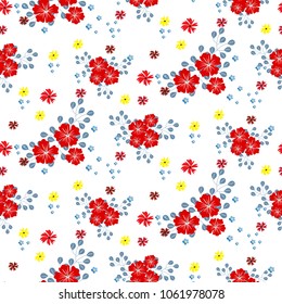 Seamless floral pattern. Background in small flowers for textiles, fabrics, cotton fabric, covers, wallpaper, print, gift wrapping, postcard, scrapbooking.