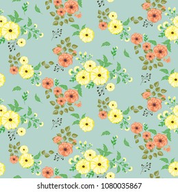 Seamless floral pattern. Background in small flowers for textiles, fabrics, cotton fabric, covers, wallpaper, print, gift wrapping, postcard, scrapbooking.