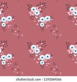 Seamless floral pattern. Background in small flowers for textiles, fabrics, cotton fabric, covers, wallpaper, print, gift wrapping, postcard, scrapbooking.