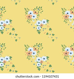 Seamless floral pattern. Background in small flowers for textiles, fabrics, cotton fabric, covers, wallpaper, print, gift wrapping, postcard, scrapbooking.