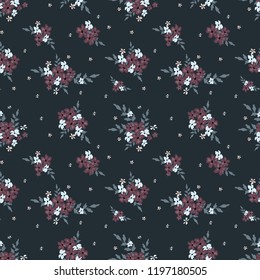 Seamless floral pattern. Background in small flowers for textiles, fabrics, cotton fabric, covers, wallpaper, print, gift wrapping, postcard, scrapbooking
