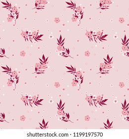Seamless floral pattern. Background in small flowers for textiles, fabrics, cotton fabric, covers, wallpaper, print, gift wrapping, postcard, scrapbooking