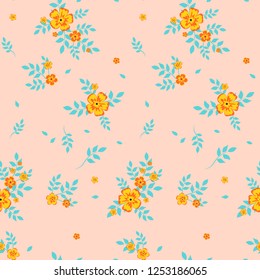 Seamless floral pattern. Background in small flowers for textiles, fabrics, cotton fabric, covers, wallpaper, print, gift wrapping, postcard, scrapbooking