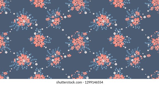 Seamless floral pattern. Background in small flowers for textiles, fabrics, cotton fabric, covers, wallpaper, print, gift wrapping, postcard, scrapbooking 