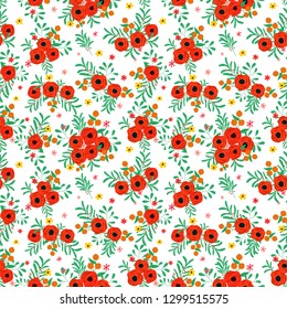 Seamless floral pattern. Background in small flowers for textiles, fabrics, cotton fabric, covers, wallpaper, print, gift wrapping, postcard, scrapbooking 