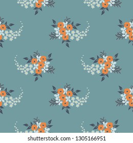 Seamless floral pattern. Background in small flowers for textiles, fabrics, cotton fabric, covers, wallpaper, print, gift wrapping, postcard, scrapbooking 