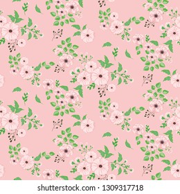 Seamless floral pattern. Background in small flowers for textiles, fabrics, cotton fabric, covers, wallpaper, print, gift wrapping, postcard, scrapbooking 