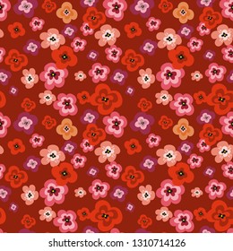 Seamless floral pattern. Background in small flowers for textiles, fabrics, cotton fabric, covers, wallpaper, print, gift wrapping, postcard, scrapbooking 