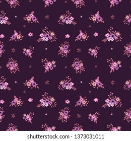 Seamless floral pattern. Background in small flowers for textiles, fabrics, cotton fabric, covers, wallpaper, print, gift wrapping, postcard, scrapbooking 