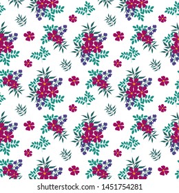 Seamless floral pattern. Background in small flowers for textiles, fabrics, cotton fabric, covers, wallpaper, print, gift wrapping, postcard, scrapbooking.