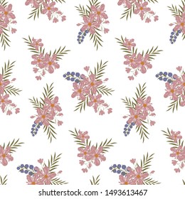 Seamless floral pattern. Background in small flowers for textiles, fabrics, cotton fabric, covers, wallpaper, print, gift wrapping, postcard, scrapbooking.