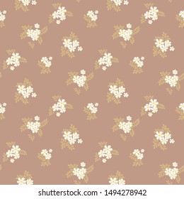 Seamless floral pattern. Background in small flowers for textiles, fabrics, cotton fabric, covers, wallpaper, print, gift wrapping, postcard, scrapbooking.
