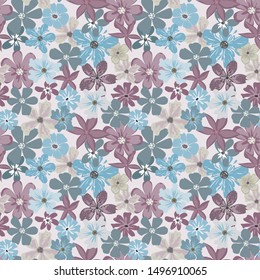 Seamless floral pattern. Background in small flowers for textiles, fabrics, cotton fabric, covers, wallpaper, print, gift wrapping, postcard, scrapbooking.