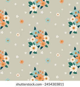 Seamless floral pattern. Background in small flowers for textiles, fabrics, cotton fabric, covers, wallpaper, print, gift wrapping, postcard, scrapbooking.