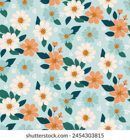 Seamless floral pattern. Background in small flowers for textiles, fabrics, cotton fabric, covers, wallpaper, print, gift wrapping, postcard, scrapbooking.