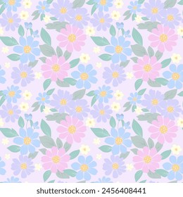 Seamless floral pattern. Background in small flowers for textiles, fabrics, cotton fabric, covers, wallpaper, print, gift wrapping, postcard, scrapbooking.