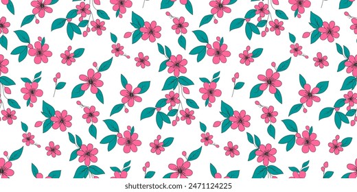 Seamless floral pattern. Background in small flowers for textiles, fabrics, cotton fabric, covers, wallpaper, print, gift wrapping, postcard, scrapbooking.